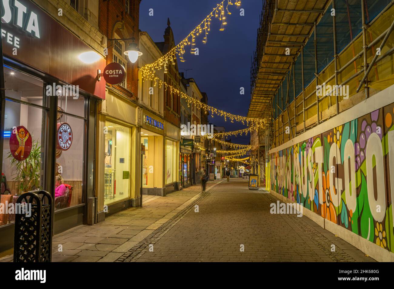 Christmas Lights on the High Street in Gravesend town centre, Kent