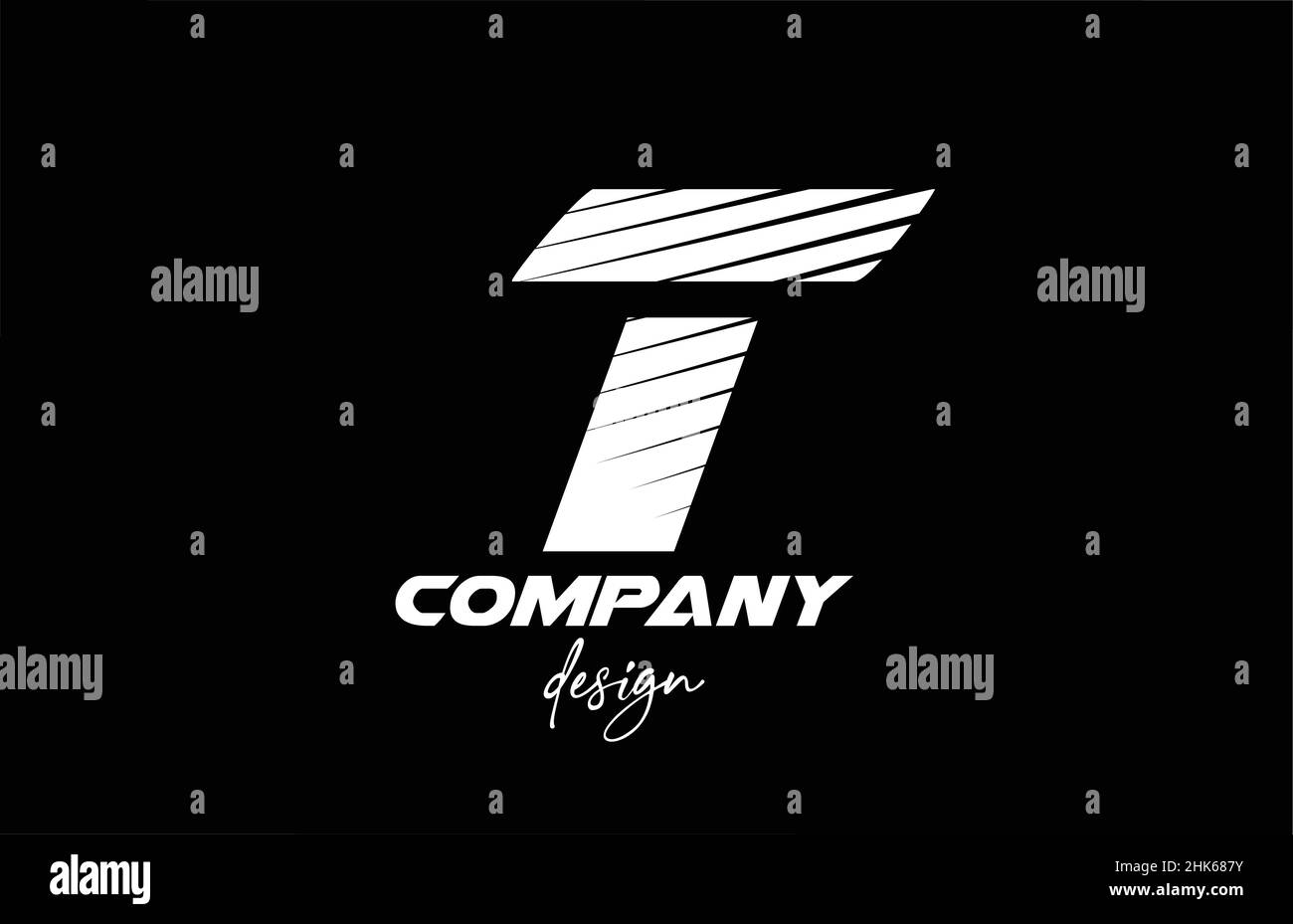 T alphabet letter logo icon design with black and white color. Creative ...