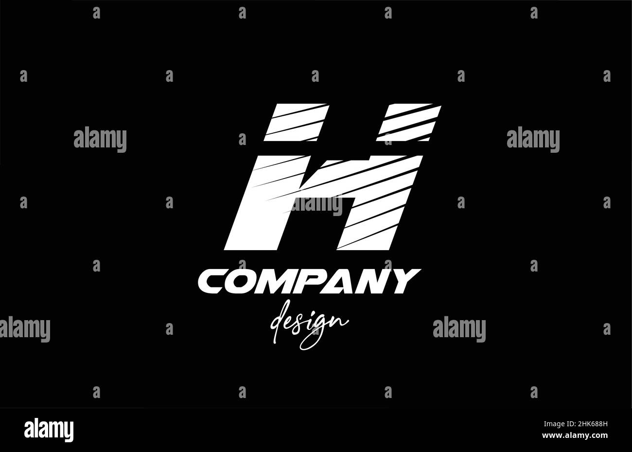 H alphabet letter logo icon design with black and white color. Creative ...