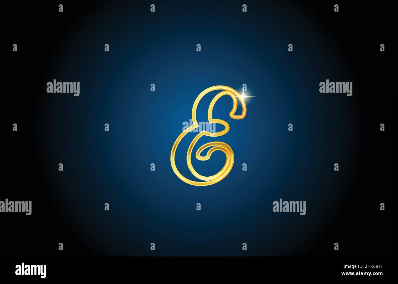 golden line E alphabet letter logo icon design. Creative luxury ...