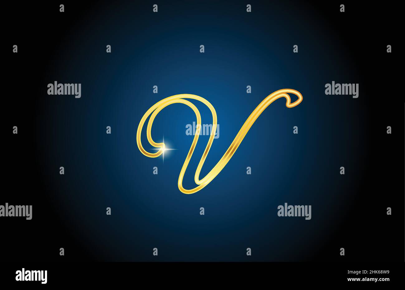 golden line V alphabet letter logo icon design. Creative luxury ...