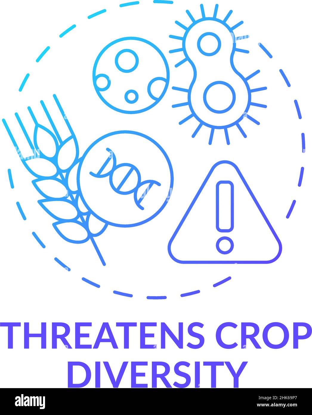 Threatens crop diversity blue gradient concept icon Stock Vector