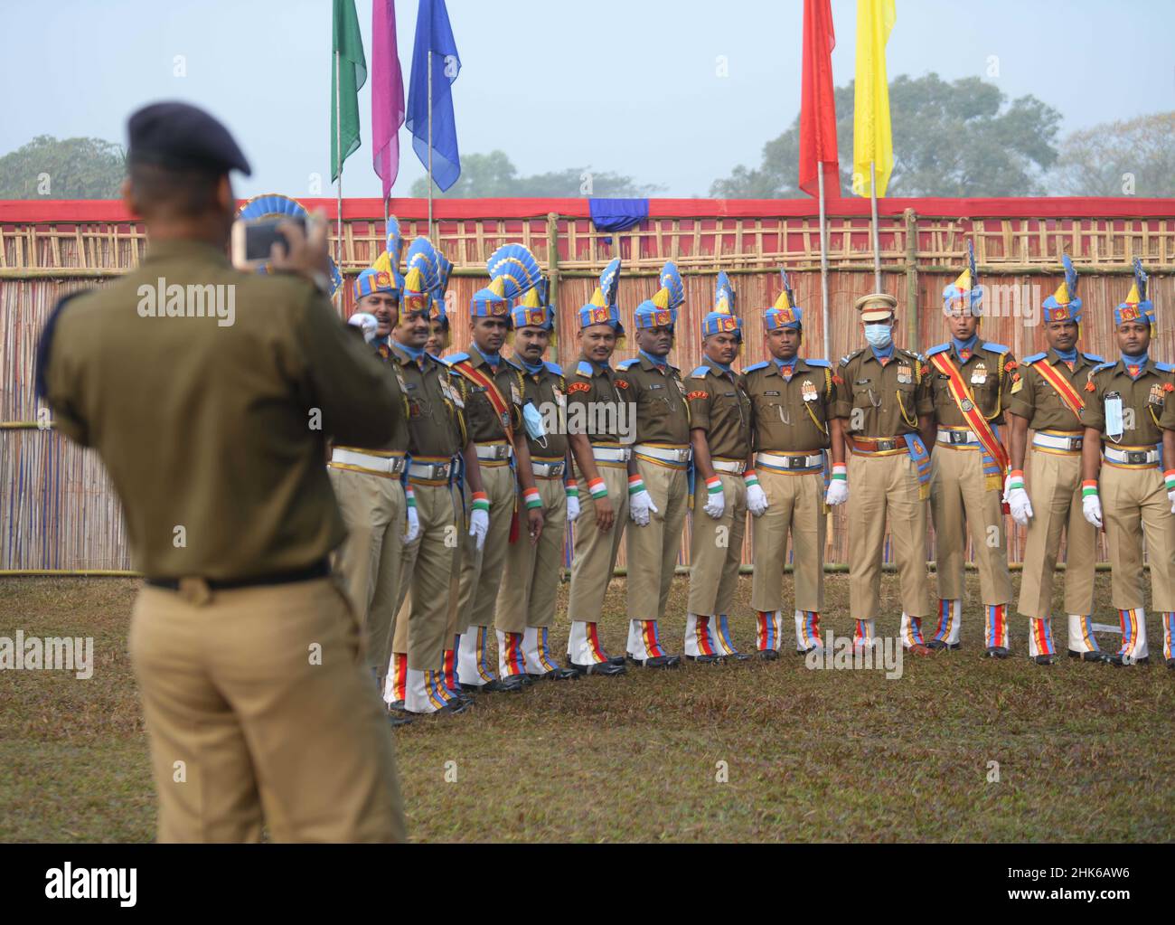 Personnel of different troops are taking photos on the occasion of the ...
