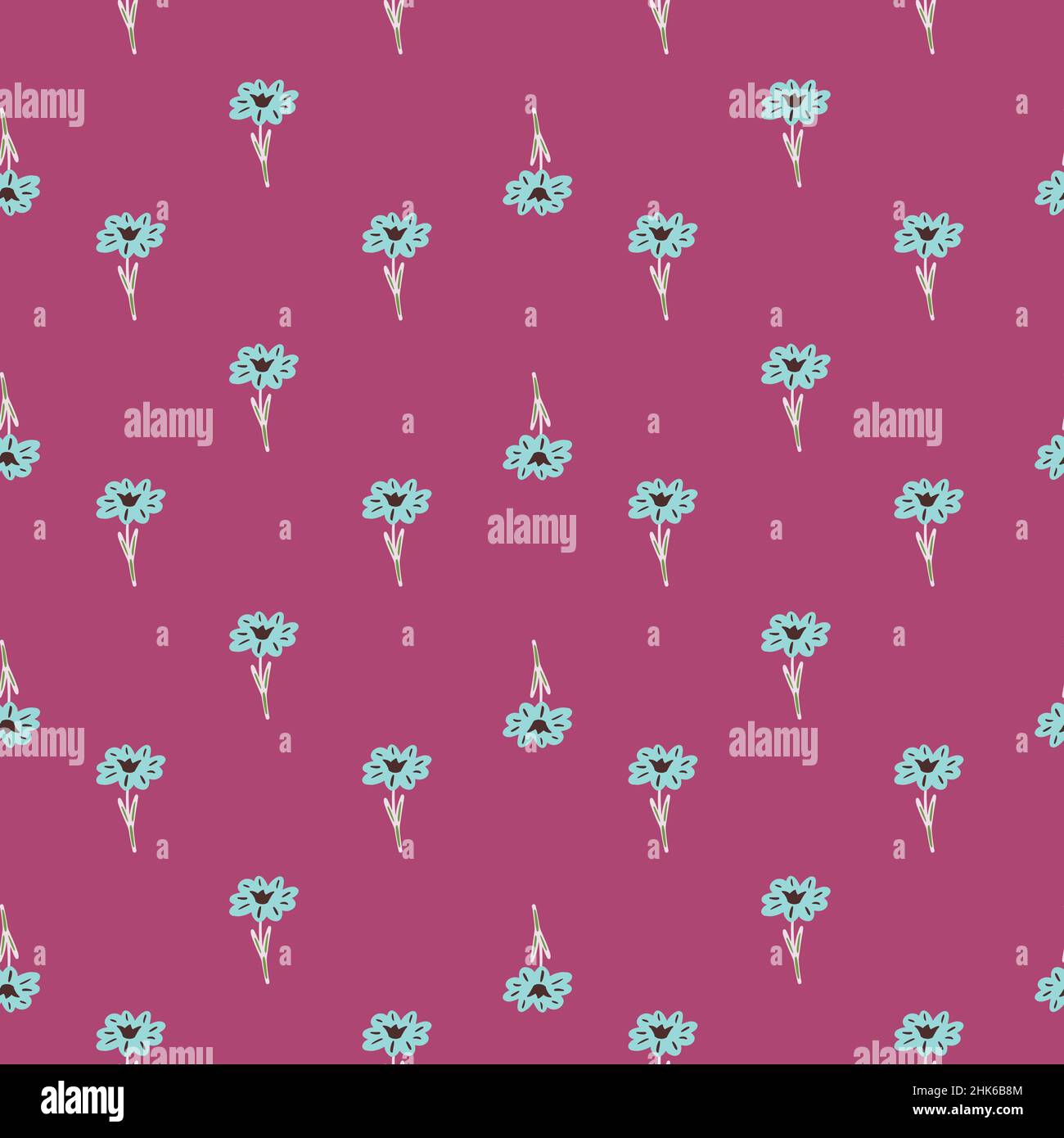 Seamless pattern with hand drawing wild flowers on pastel pink ...
