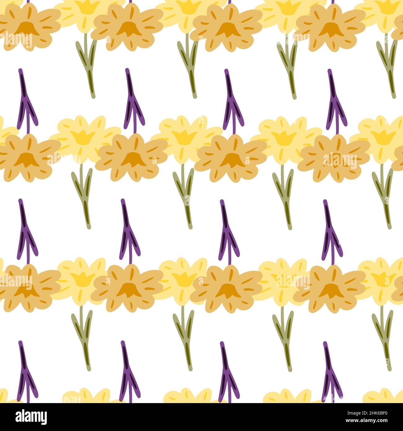Seamless pattern with hand drawing wild flowers on white background ...