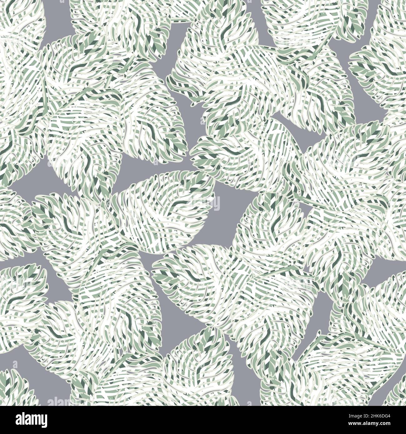 Palm leaf seamless pattern with hand drawn in line tropical print ...