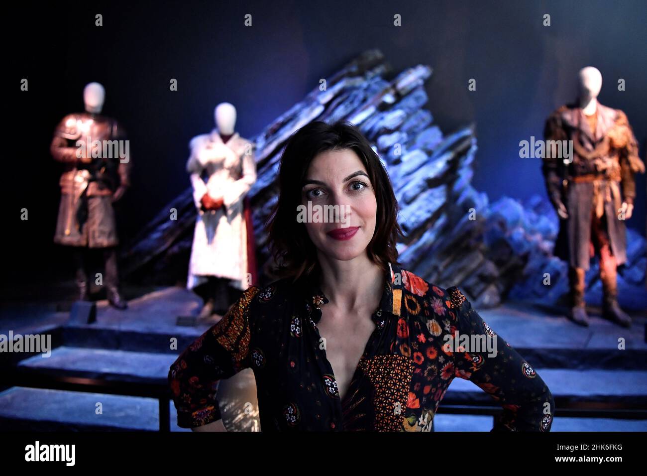Actor Natalia Tena who plays Osha from the TV show Game of Thrones poses  for a photograph in the Dragonstone Throne room during the media preview  day for the opening of the