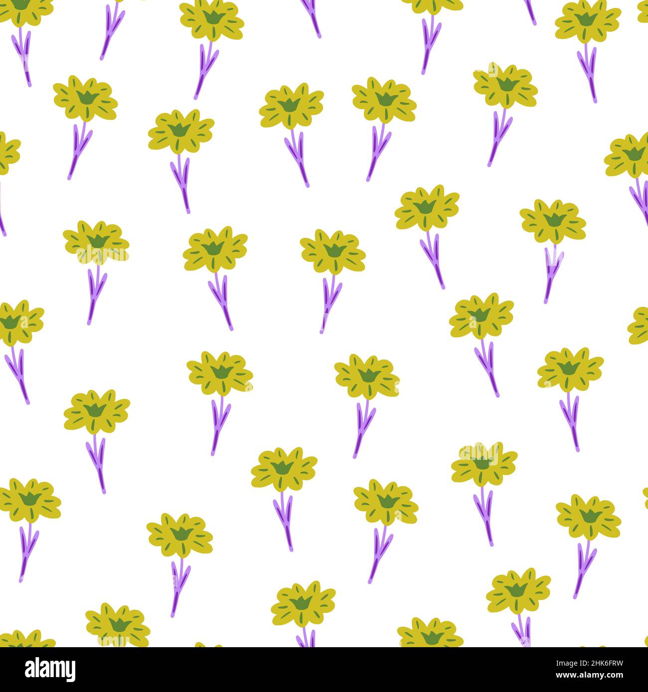 Seamless pattern with hand drawing wild flowers on white background ...