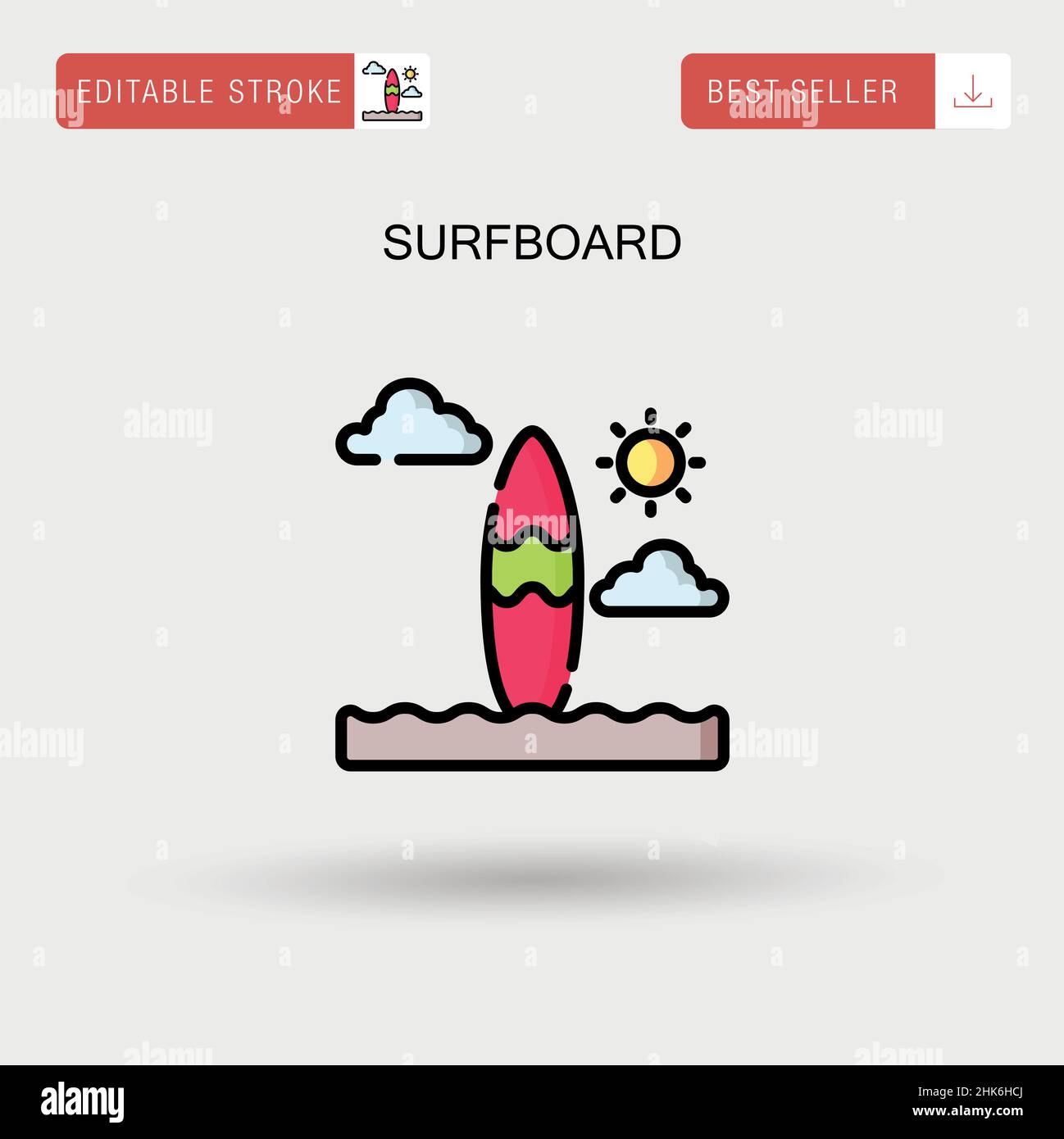 Surfboard Simple vector icon Stock Vector Image & Art - Alamy