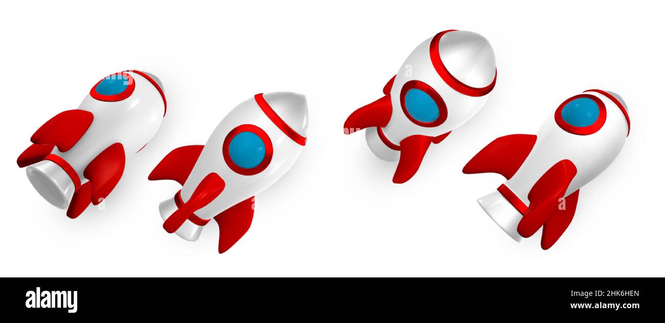 3d rocket spaceship render and draw by mesh. Realistic modern digital rocket. Vector illustration. Stock Vector