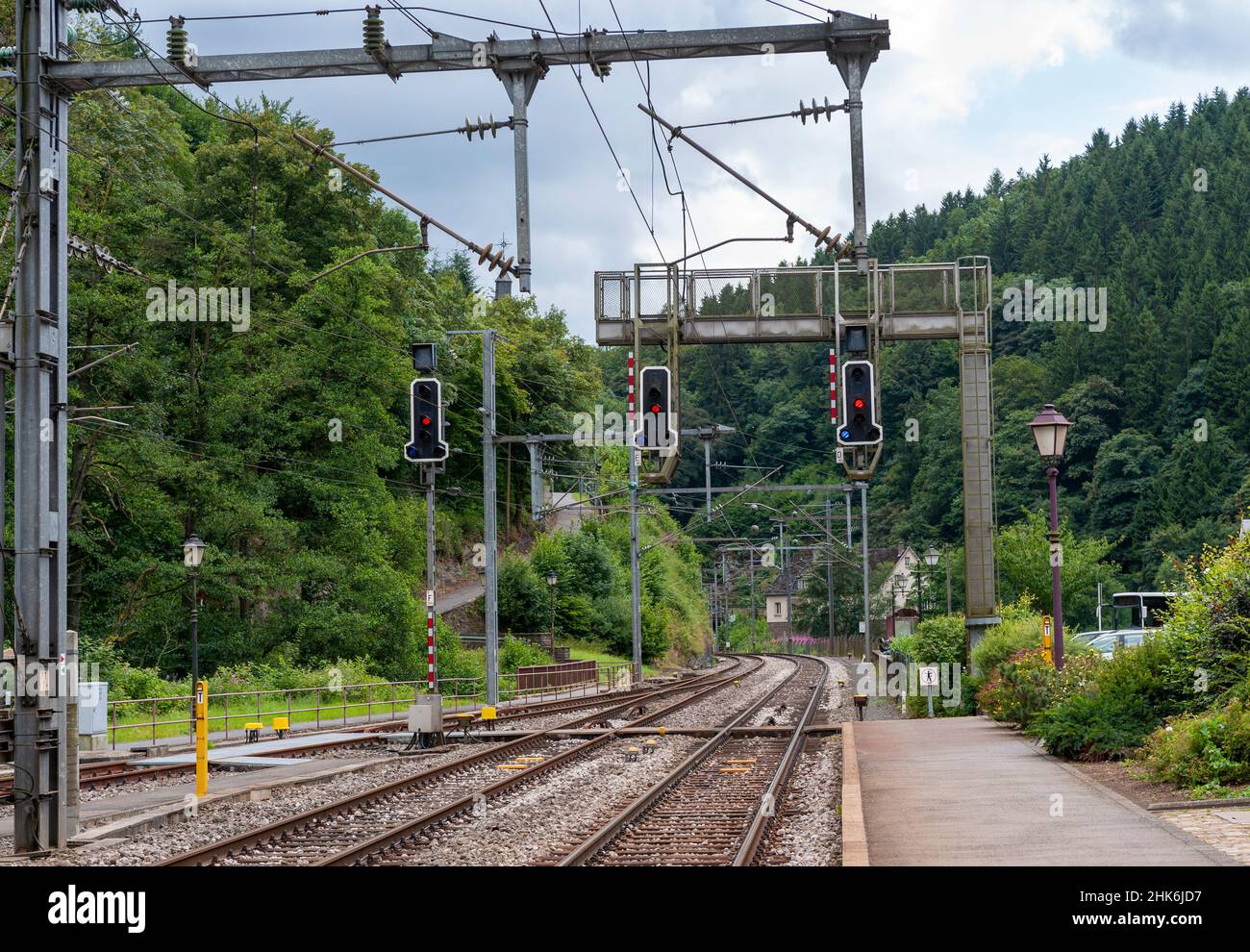 Clervaux, Luxembourg - view of railway approach to the railway station Stock Photo