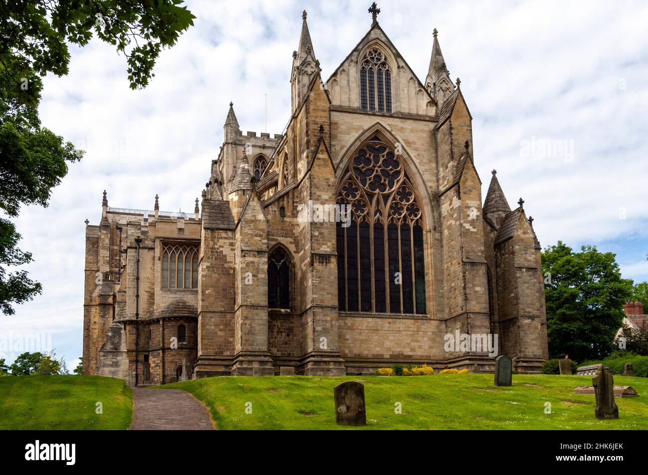 The Cathedral Church of St Peter and St Wilfrid - Ripon Cathedral - North Yorkshire, England, UK - view of the East façade Stock Photo