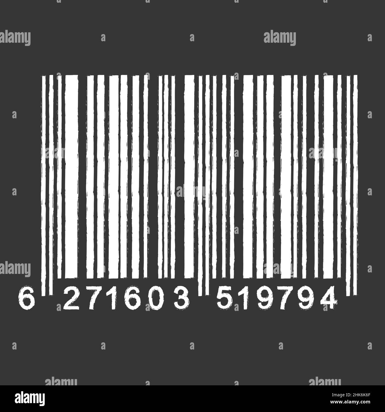 Bar Code isolated on gray background. Universal Product Scan Code in doodle style. Vector icon design element hand drawn. Stock Vector