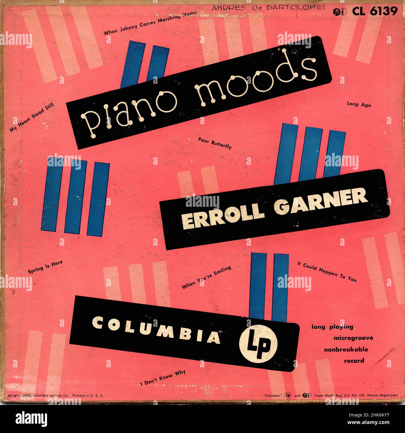 Vintage vinyl record cover -  Garner, Erroll - Piano Moods - US Stock Photo