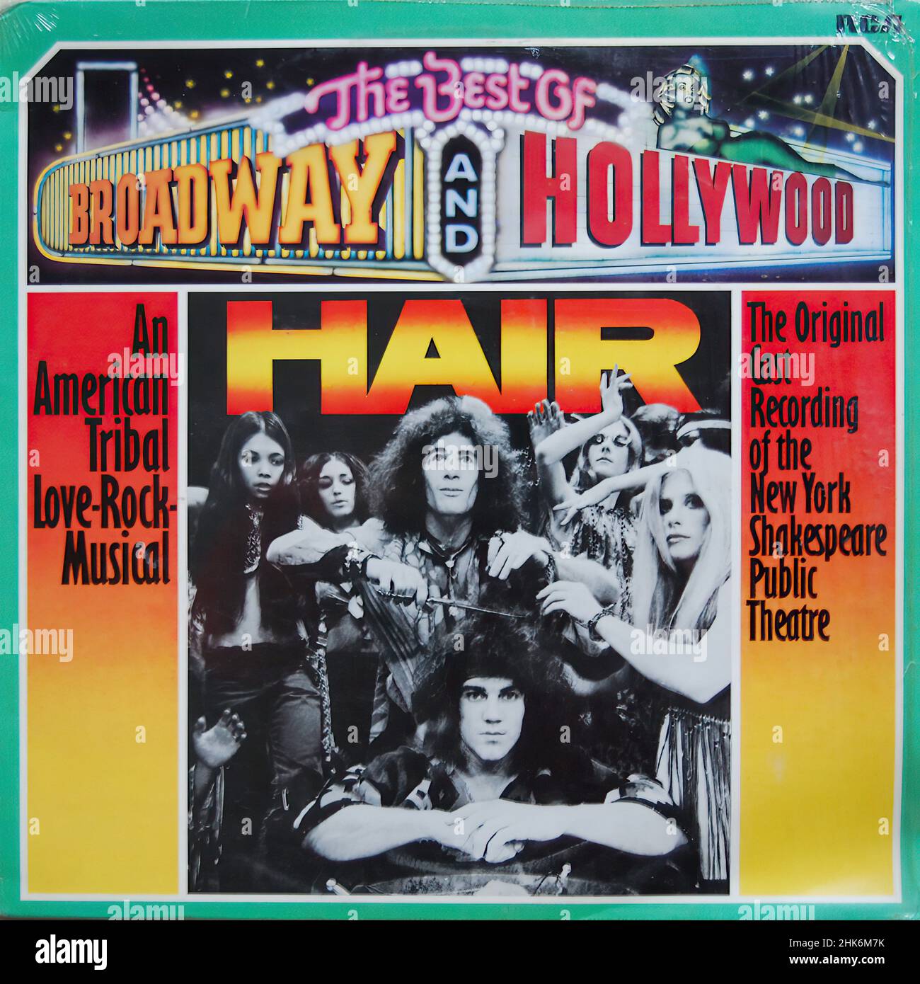 Vintage vinyl record cover -  Hair - Musical - Best of Broadway and Hollywood (Original Cast Recording Of The New York Shakespeare Public Theatre) Stock Photo