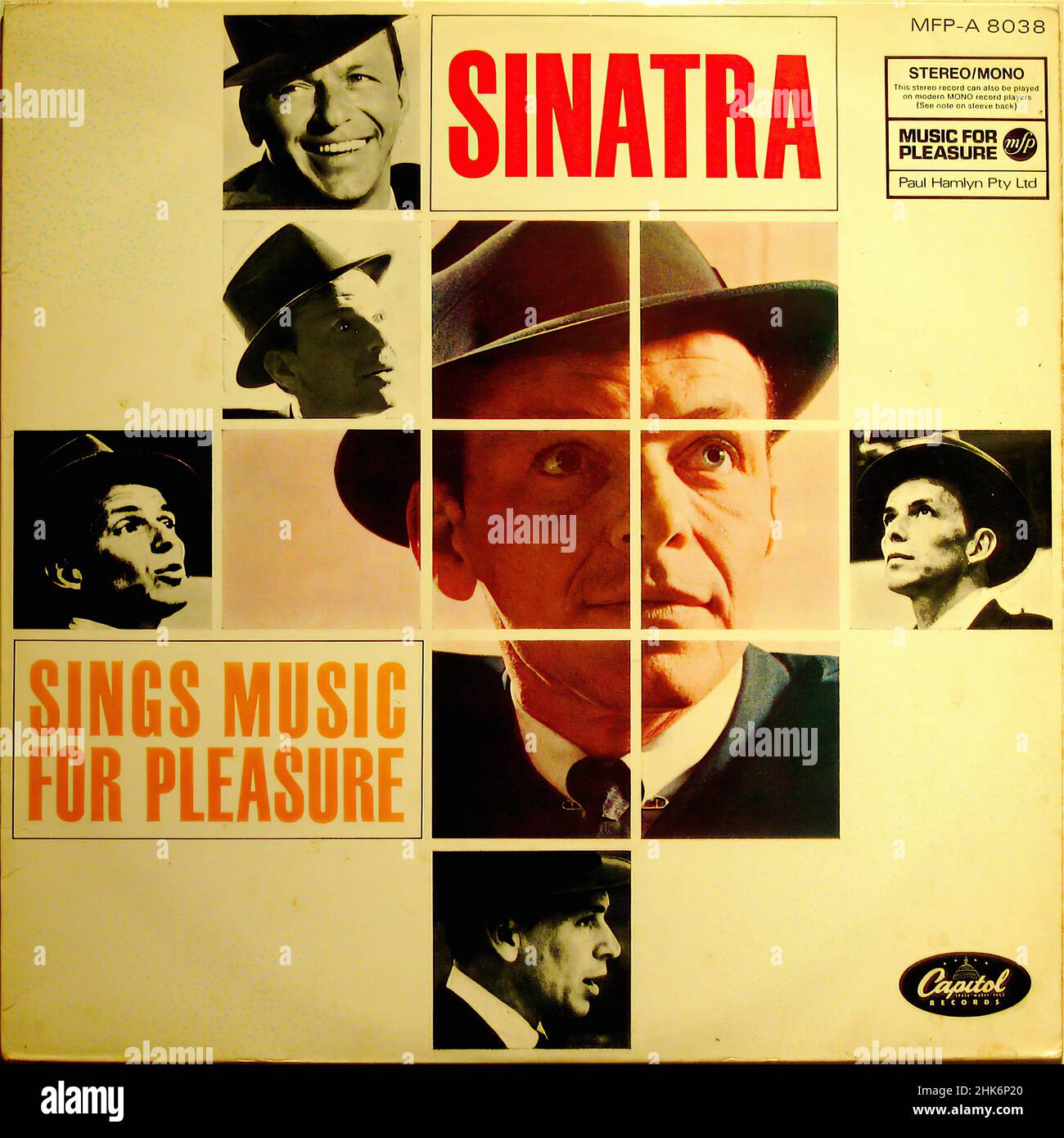 Vintage vinyl record cover -  Sinatra - Sings Music For Pleasure Stock Photo