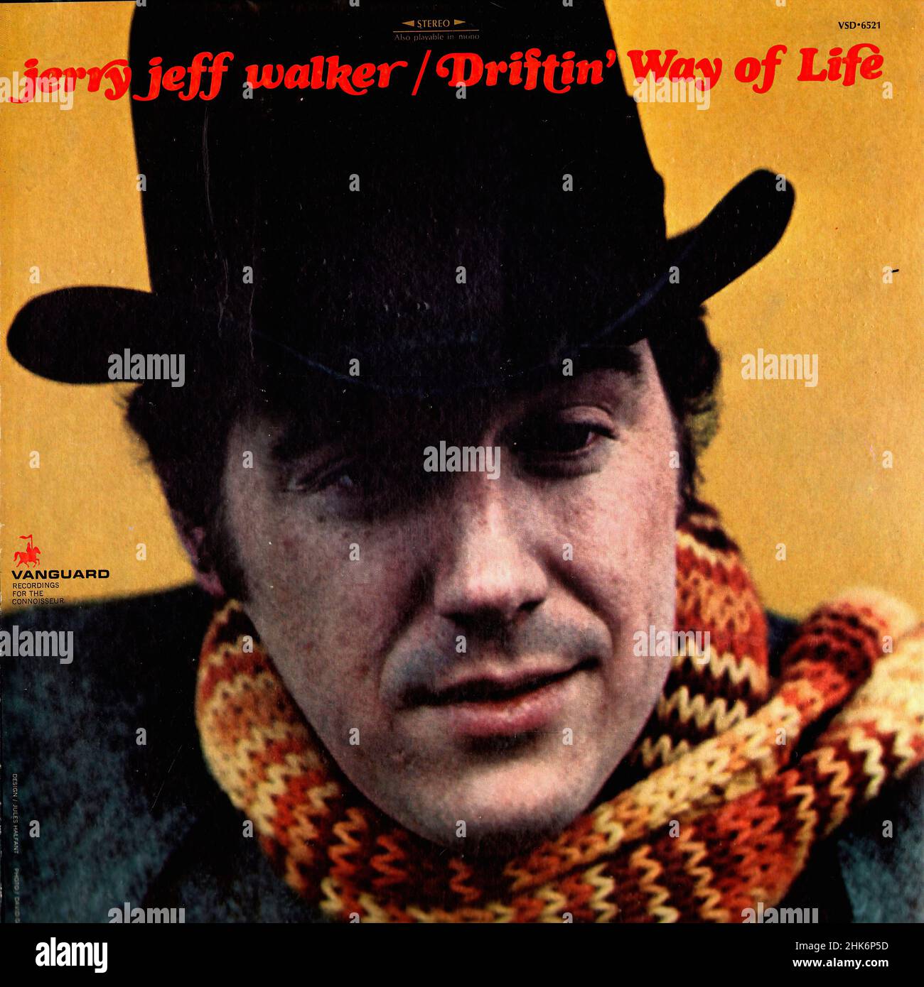 Vintage vinyl record cover - Walker, Jerry Jeff - Driftin' Way Of Life - US - 1969 Stock Photo