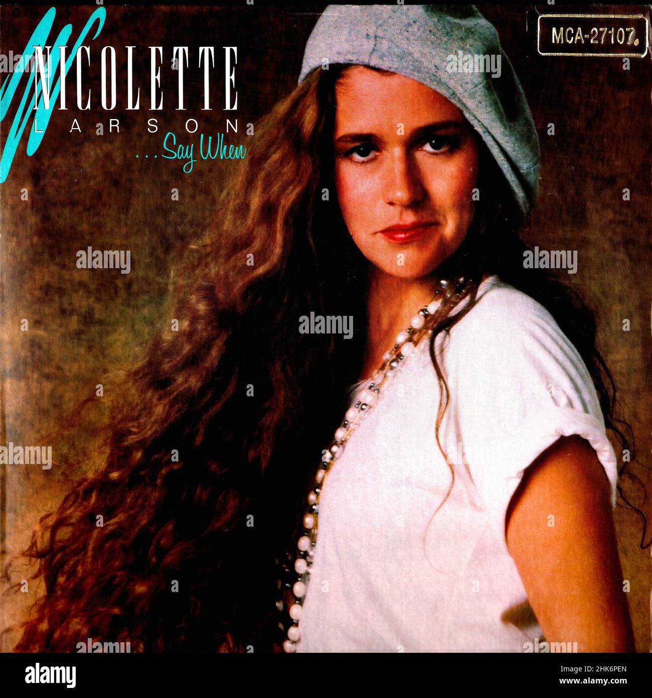 Vintage vinyl record cover - Larson, Nicolette - Say When - US - 1985 Stock Photo