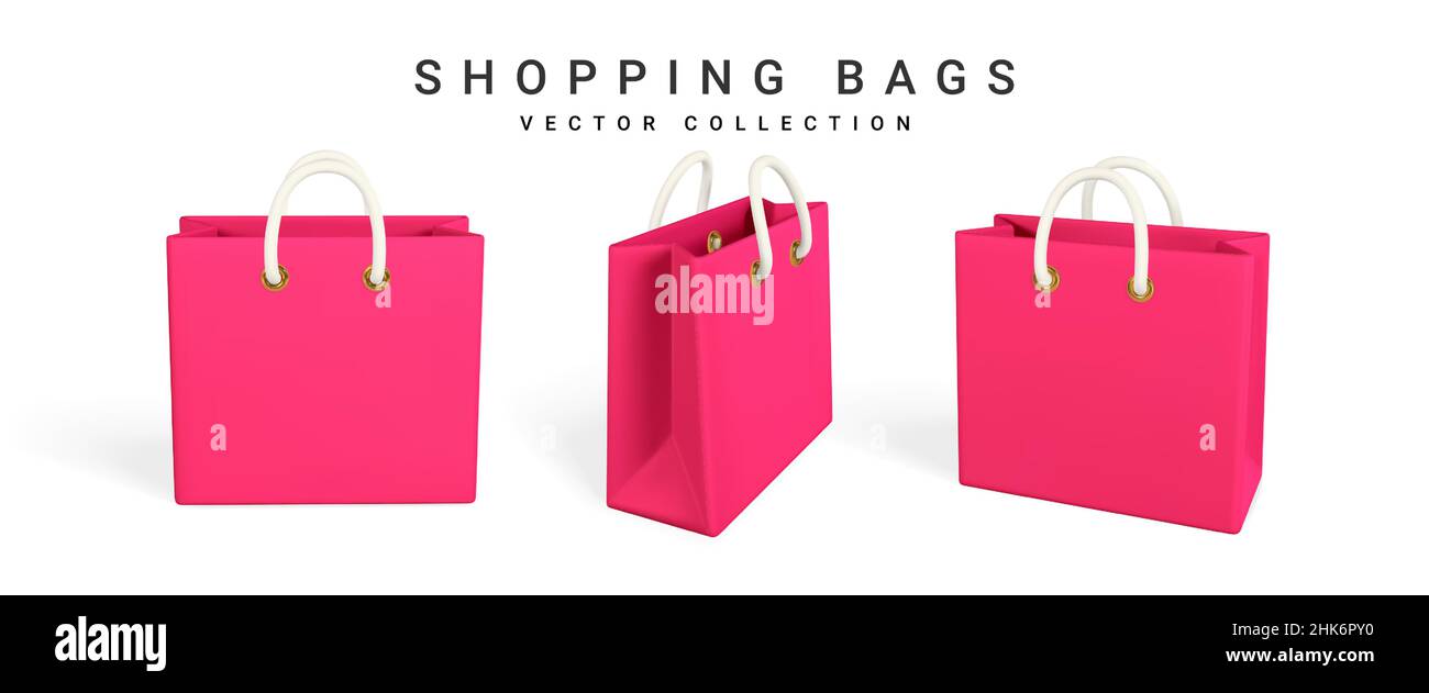 3d empty shopping bags on a white background. Shopping concept. Vector ...