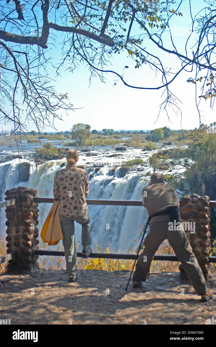 tourists visiting Victoria falls, Zambia Stock Photo