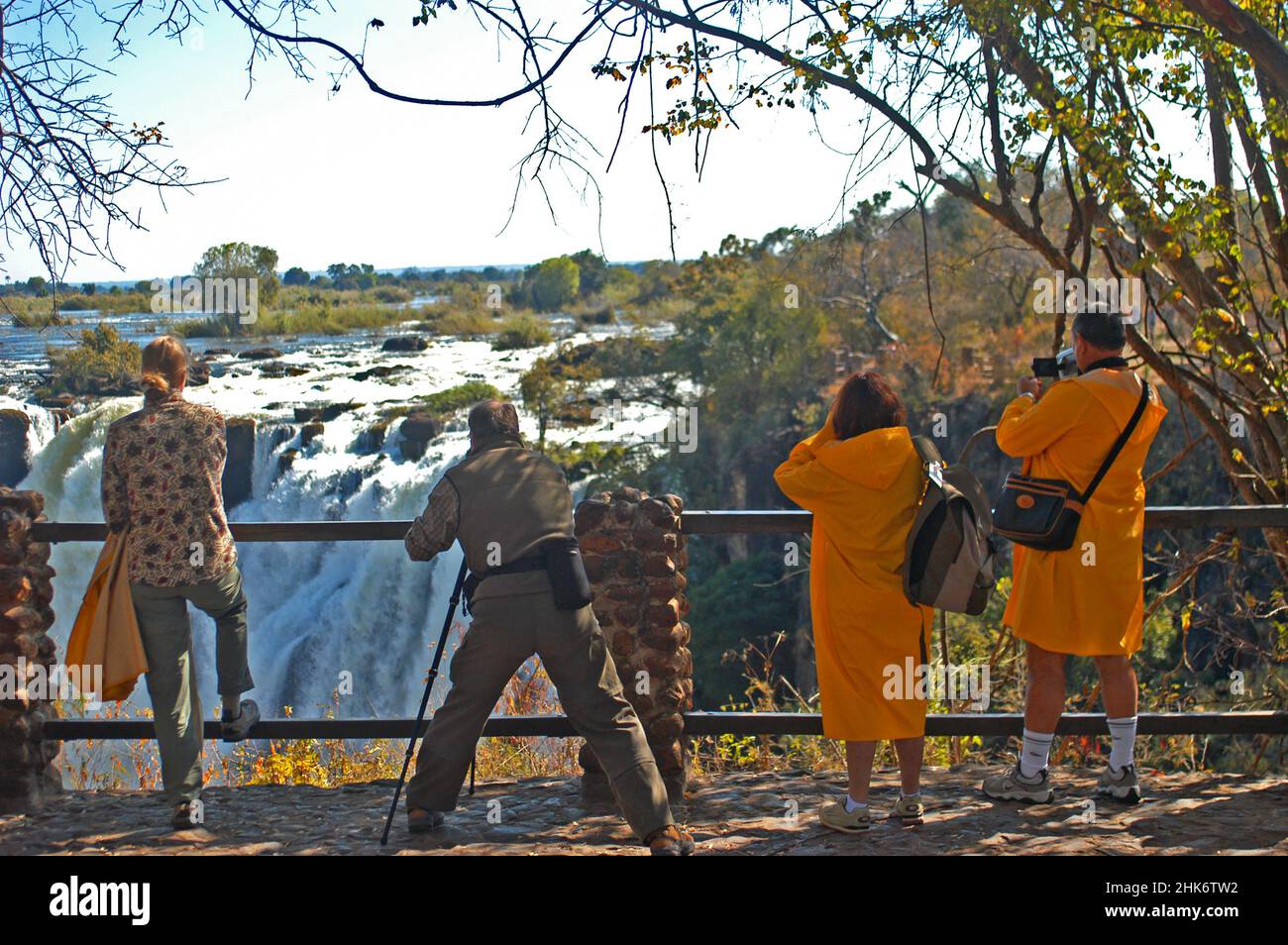 tourists visiting Victoria falls, Zambia Stock Photo