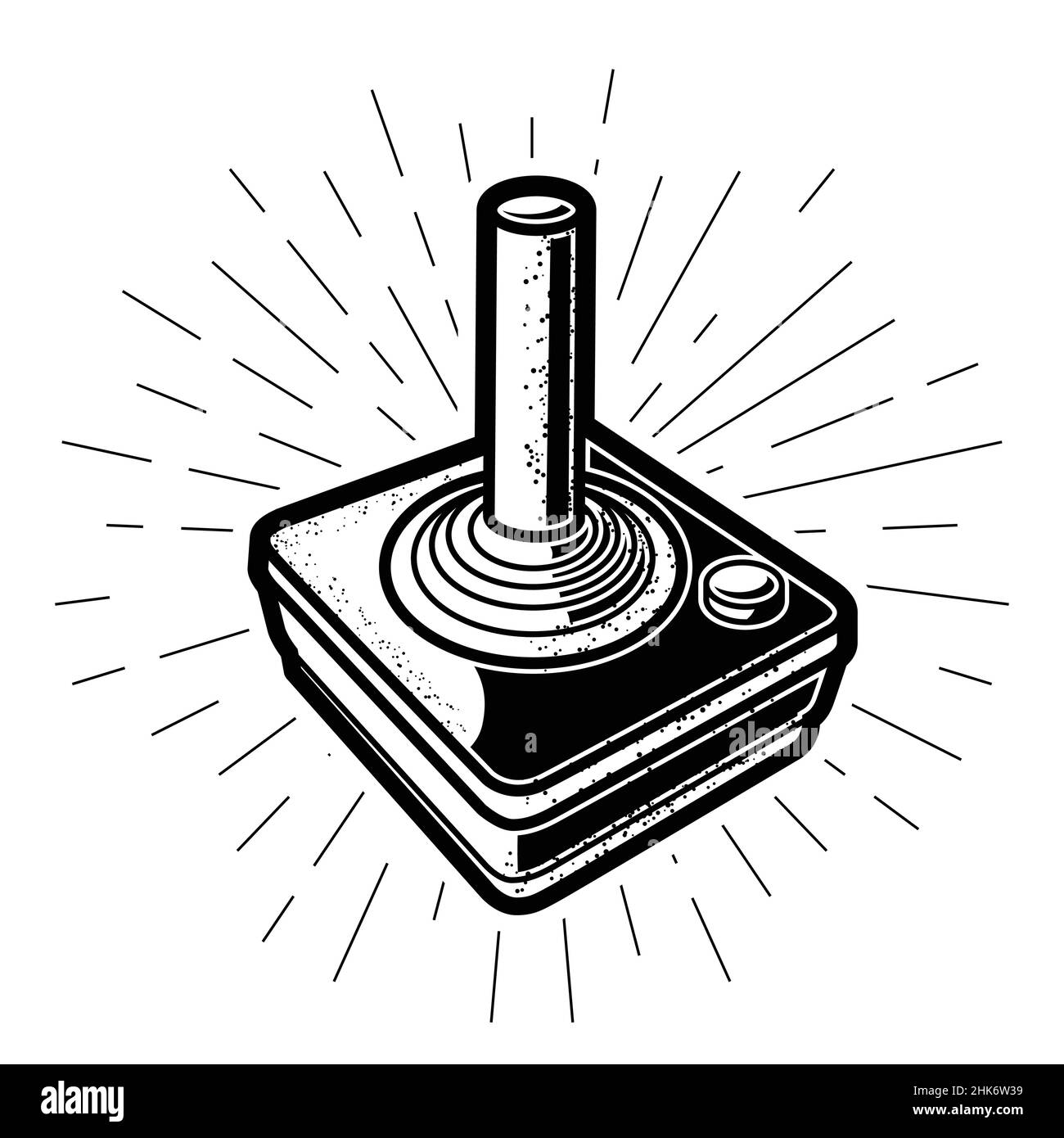 Retro joystick icon, old gamepad with stick, vintage game controller with handle, vector Stock Vector