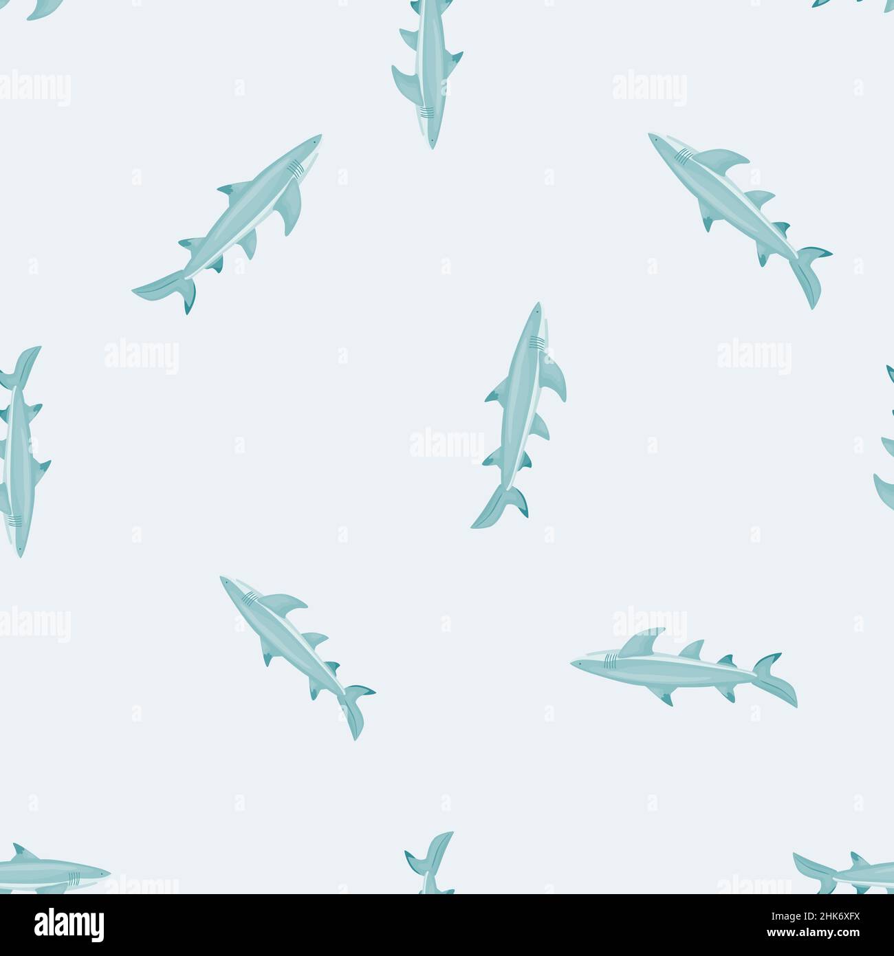 Lemon shark seamless pattern in scandinavian style. Marine animals background. Vector illustration for children funny textile prints, fabric, banners, Stock Vector