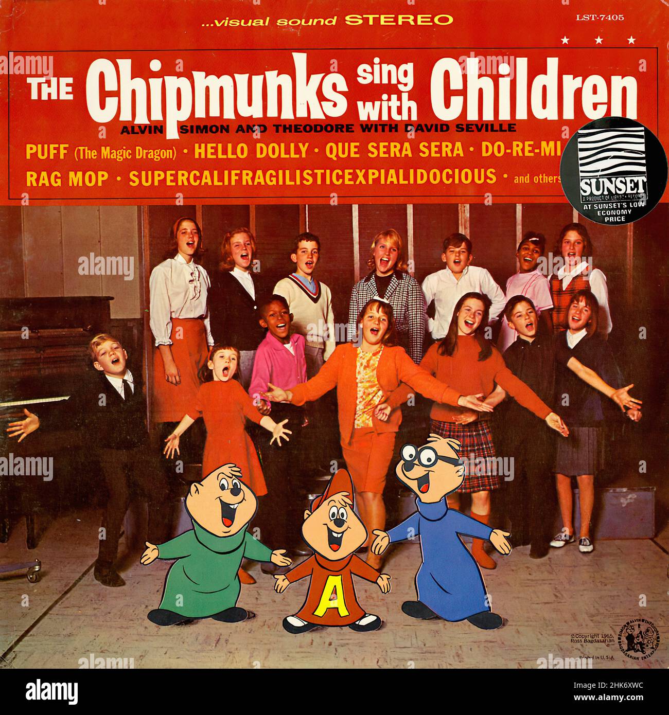 The Chipmunks Sing With Children - Vintage American Comedy Vinyl Album Stock Photo