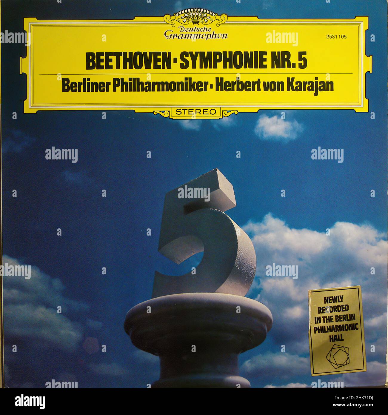 Vintage vinyl record cover Classical Beethoven Symphony No. 5 Stock