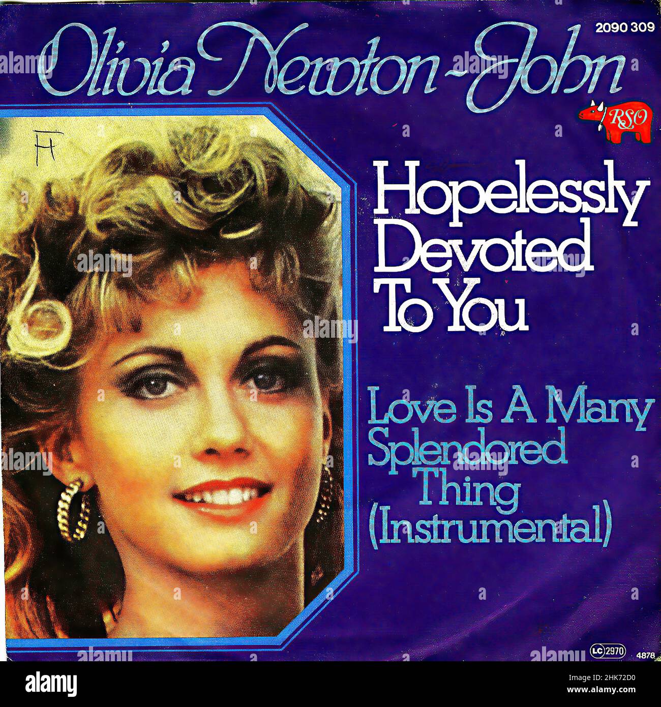 Vintage vinyl record cover - Grease - Soundtrack - OST - Newton-John, Olivia - Hopelessly Devoted To You - D - 1978 Stock Photo