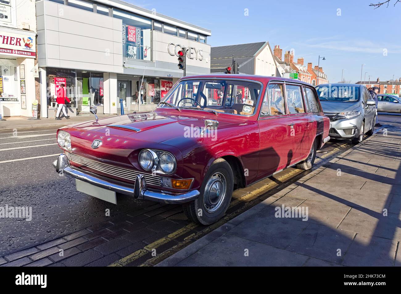 a rare Triumph 2000 MK1 Estate car (1965-1969) parked on double yellow lines Stock Photo