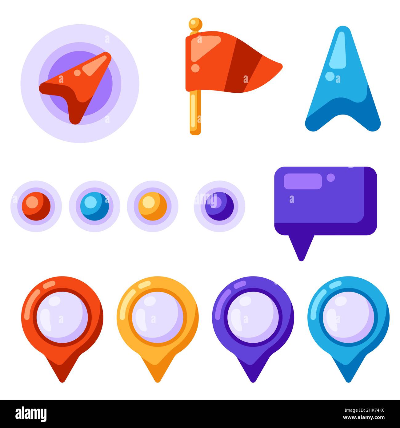 Set of navigation markers, labels and flags. Collection for marking