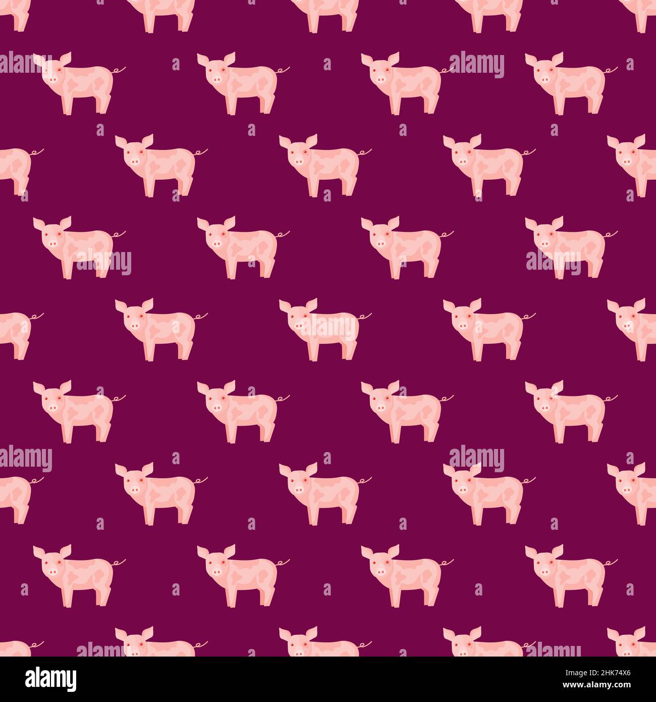 Seamless pattern of pig. Domestic animals on colorful background ...