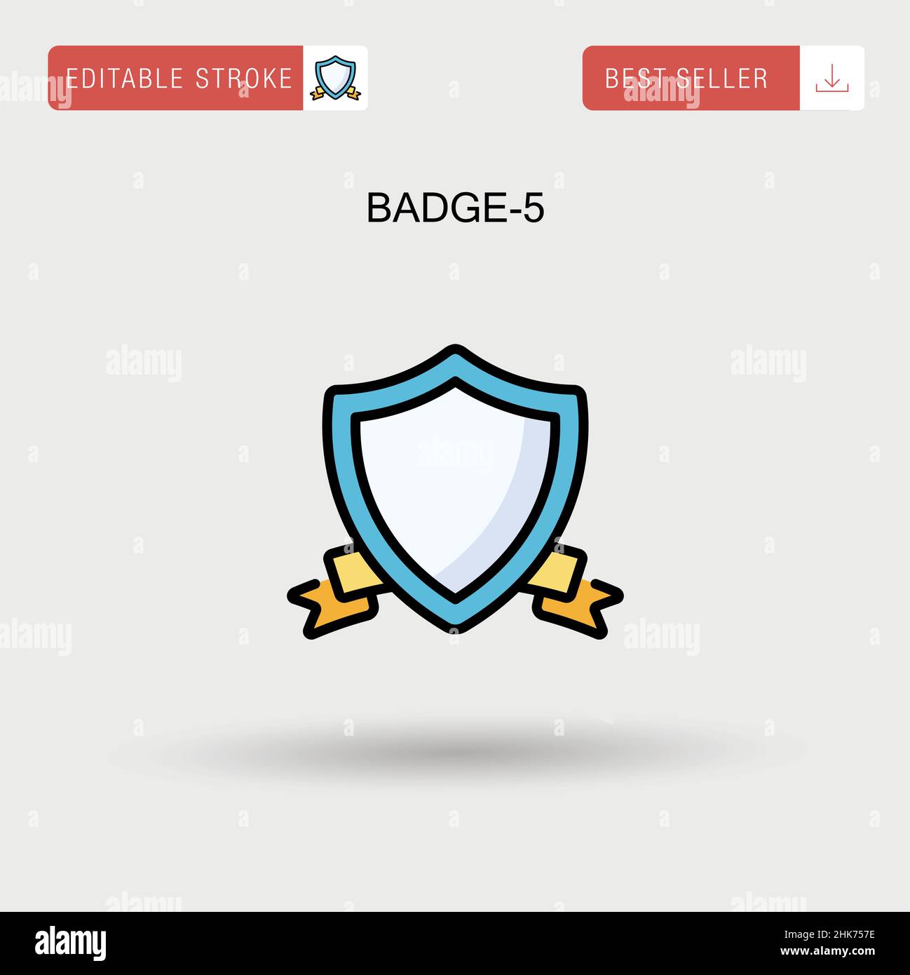 Badge-5 Simple vector icon. Stock Vector
