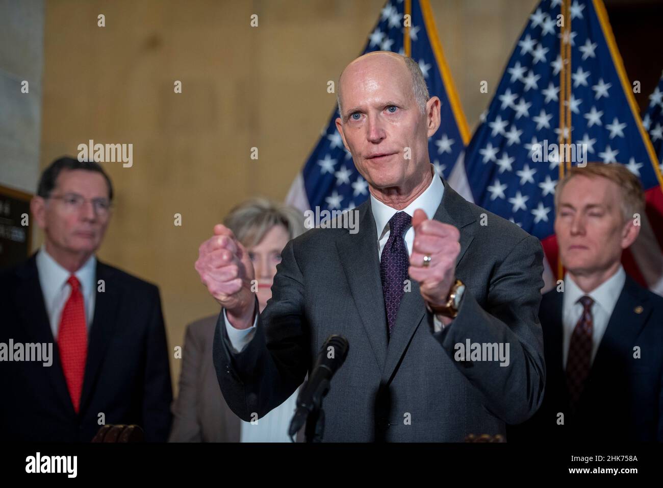 United States Senator Rick Scott (Republican of Florida) offers remarks ...