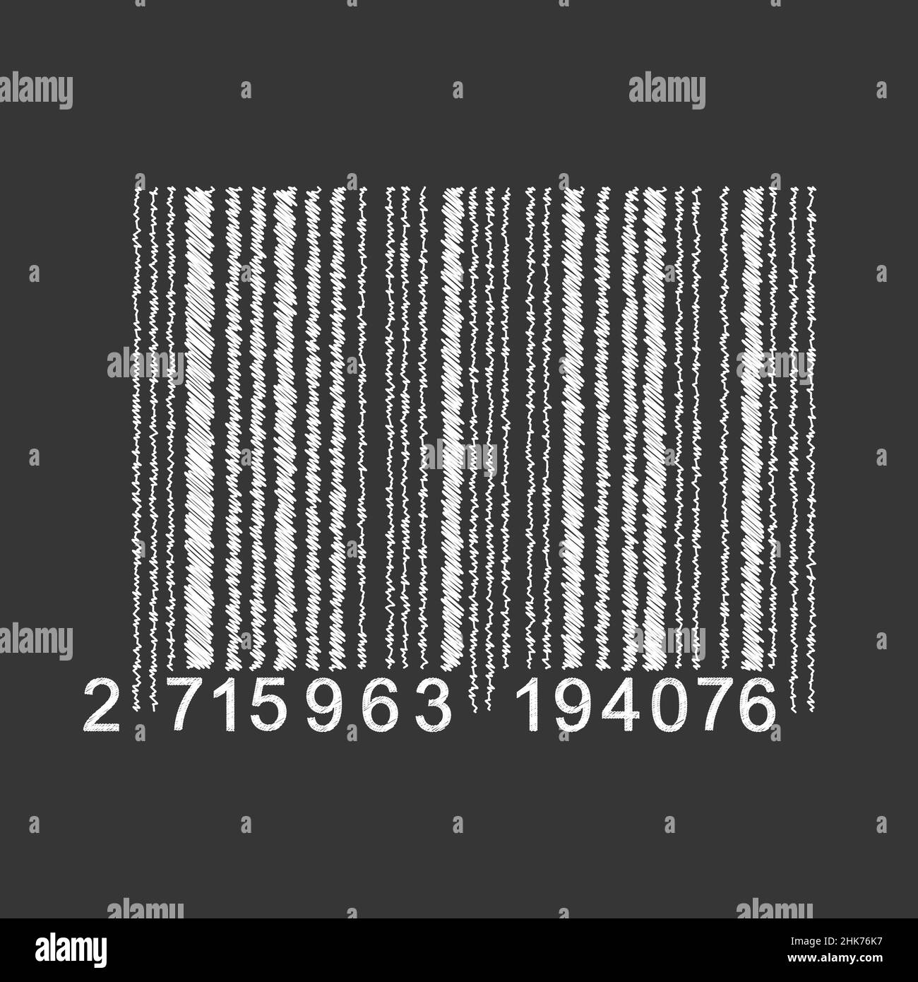 Bar Code isolated on gray background. Universal Product Scan Code in doodle style. Vector icon design element hand drawn. Stock Vector