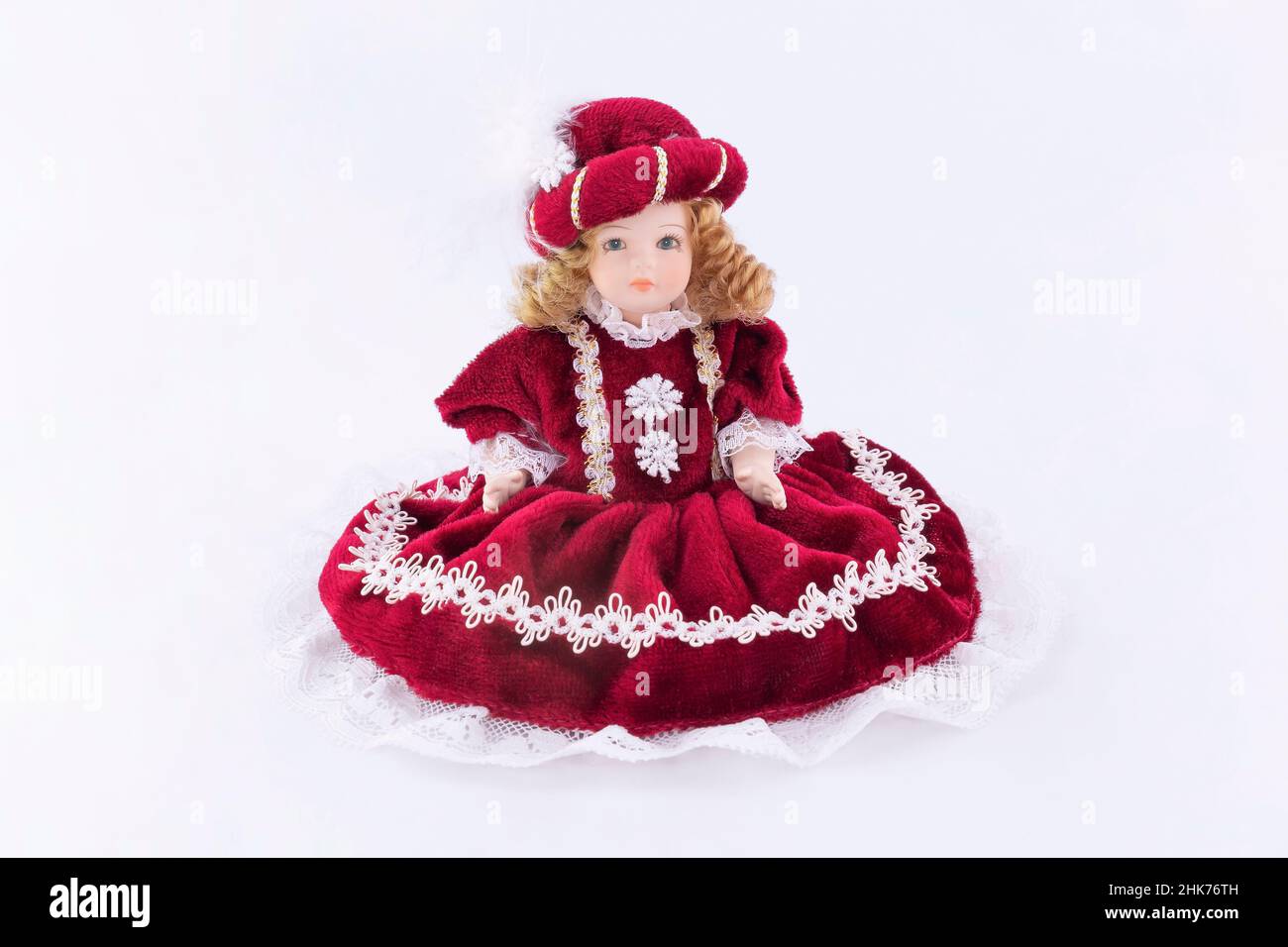 Porcelain doll, isolated on white background Stock Photo