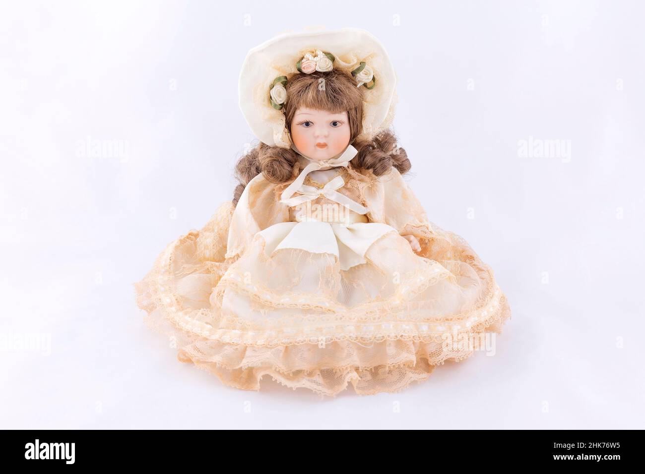 Porcelain doll, isolated on white background Stock Photo