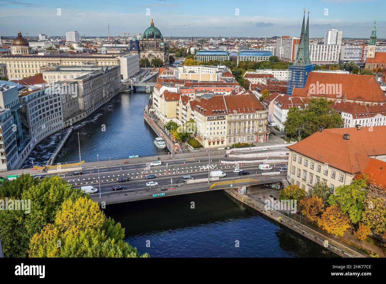 Spree, Nikolaiviertel quarter, Mitte, Berlin, Germany Stock Photo