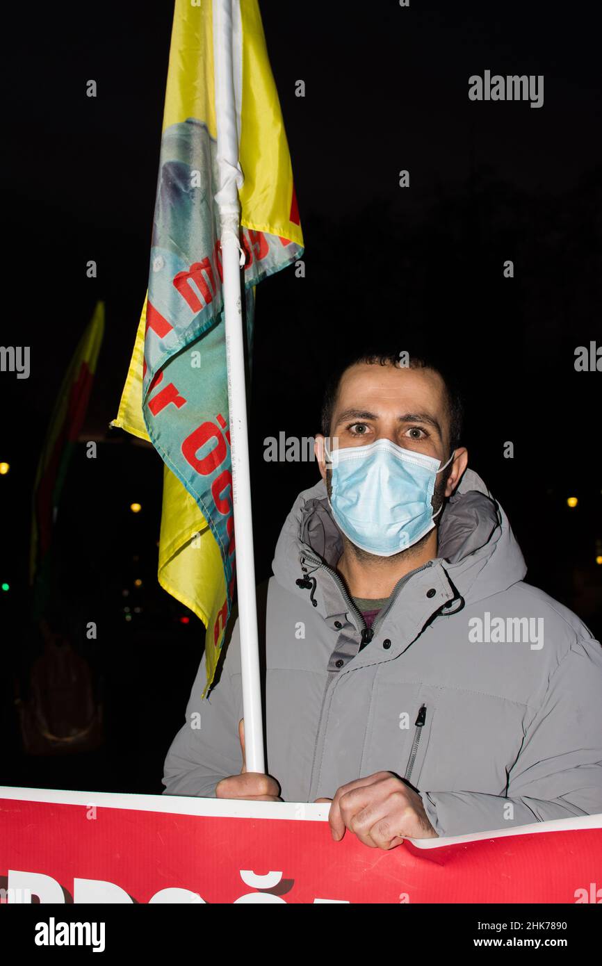 Parliament square, London, UK, February 2nd 2022.Kurdish community ...