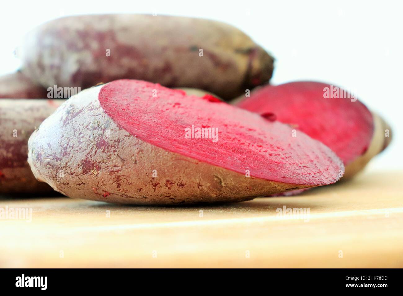 Red beet or beetroot on the wooden table. Stock Photo
