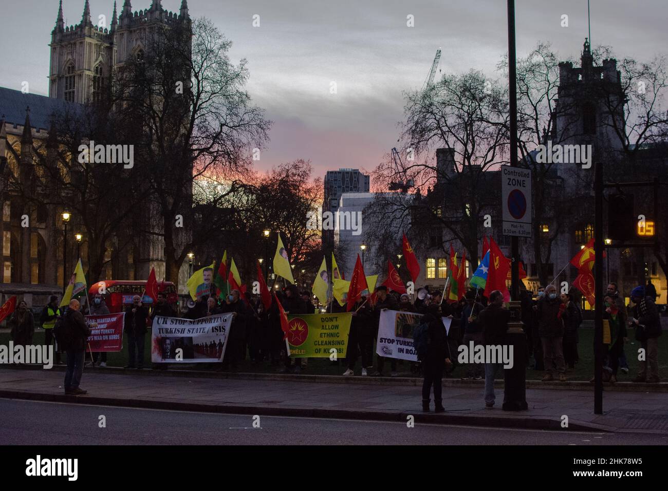 Parliament square, London, UK, February 2nd 2022.Kurdish community ...