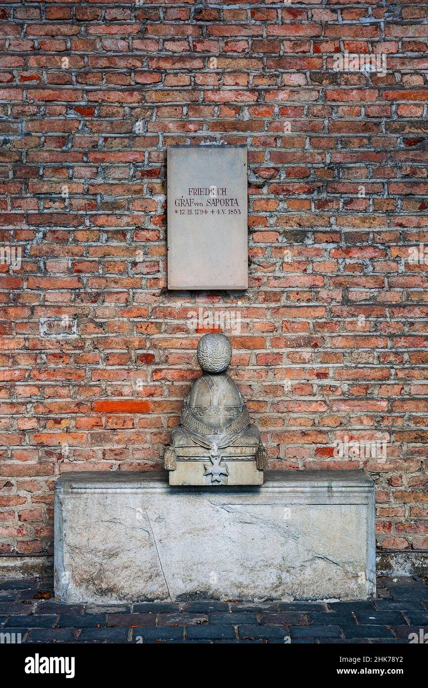 Wall at the southern cemetery with tomb of Friedrich Graf von Saporta