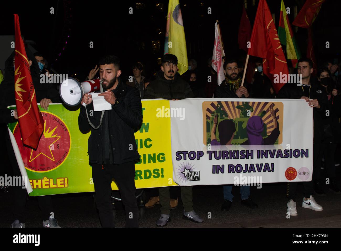 Parliament square, London, UK, February 2nd 2022.Kurdish community ...