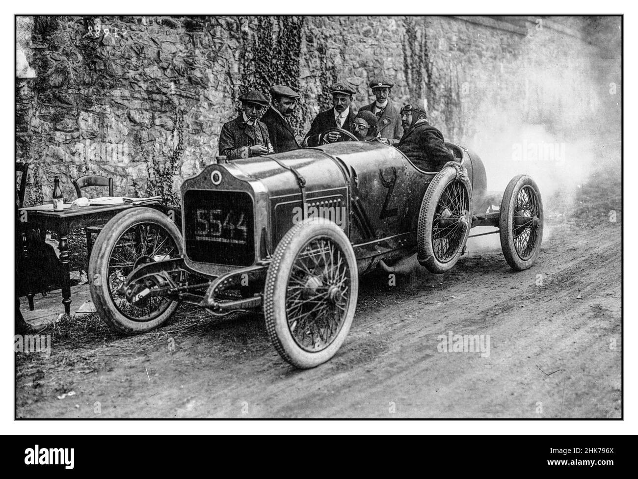 1900s Grand Prix France Reickers in his Minerva at the 1912 French Grand Prix motor race at Dieppe Stock Photo