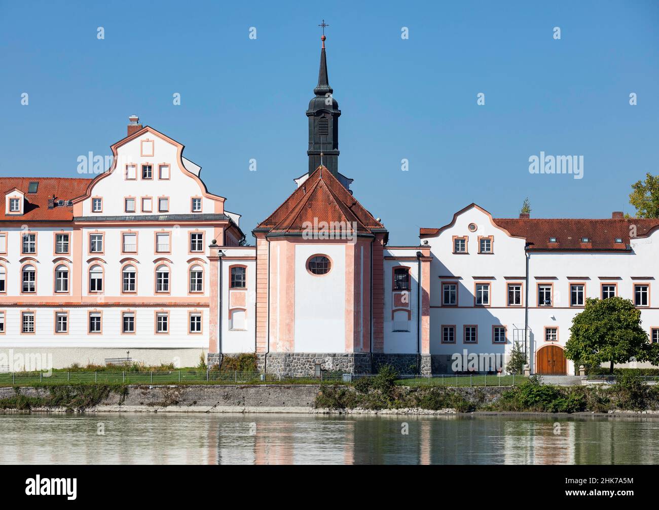 Castle Neuhaus am Inn, seen from Schaerding, baroque moated castle, Neuhaus am Inn, Inn, Innviertel, Lower Bavaria, Bavaria, Schaerding, Germany Stock Photo