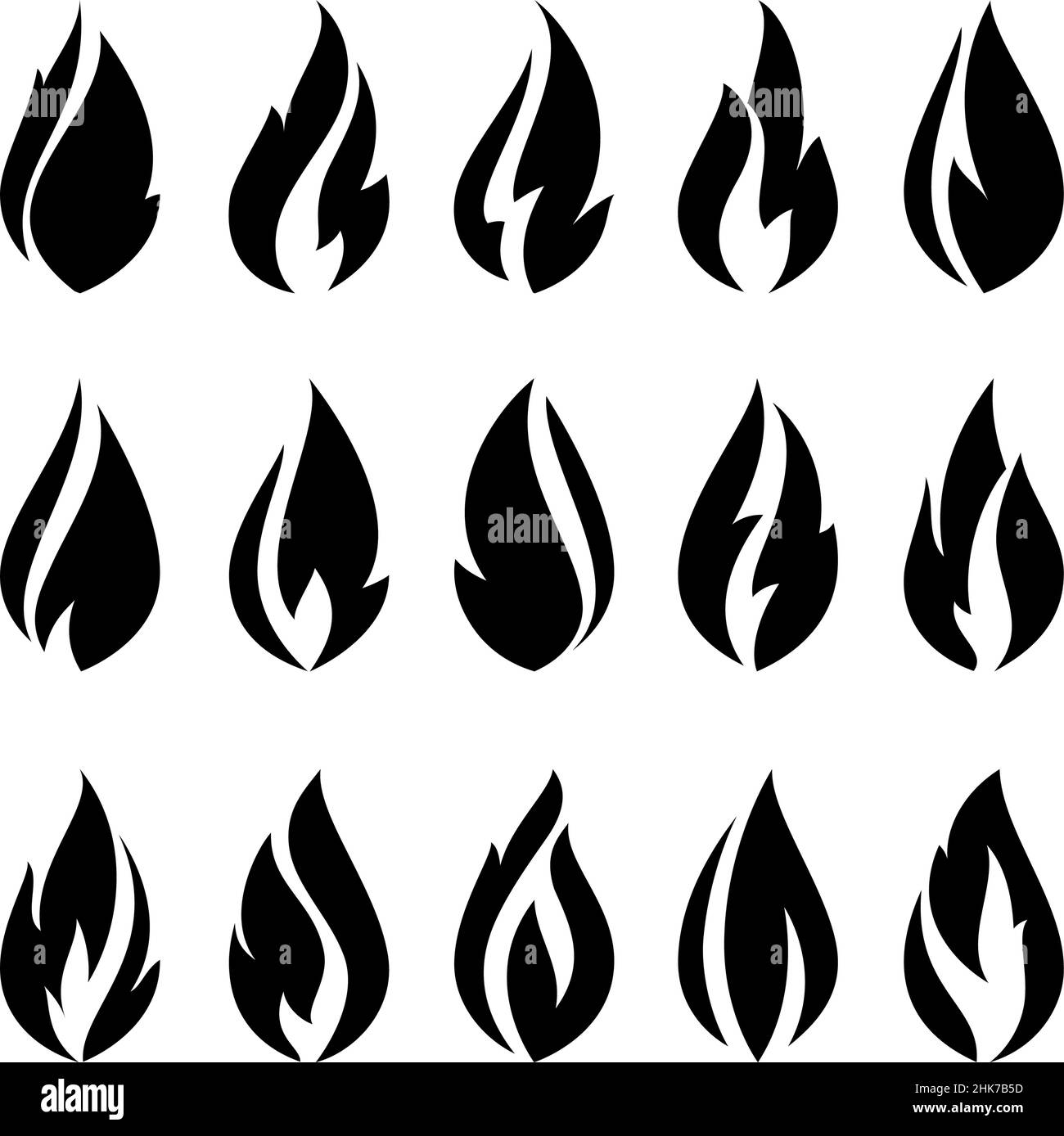 Fire flames, set black icons, vector illustration Stock Vector Image ...
