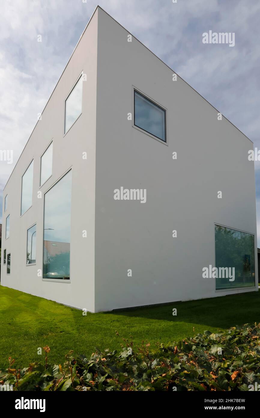 The Walther Collection, the White Cube, main building, gallery, modern architecture, Burlafingen, Neu-Ulm, Bavaria, Germany Stock Photo