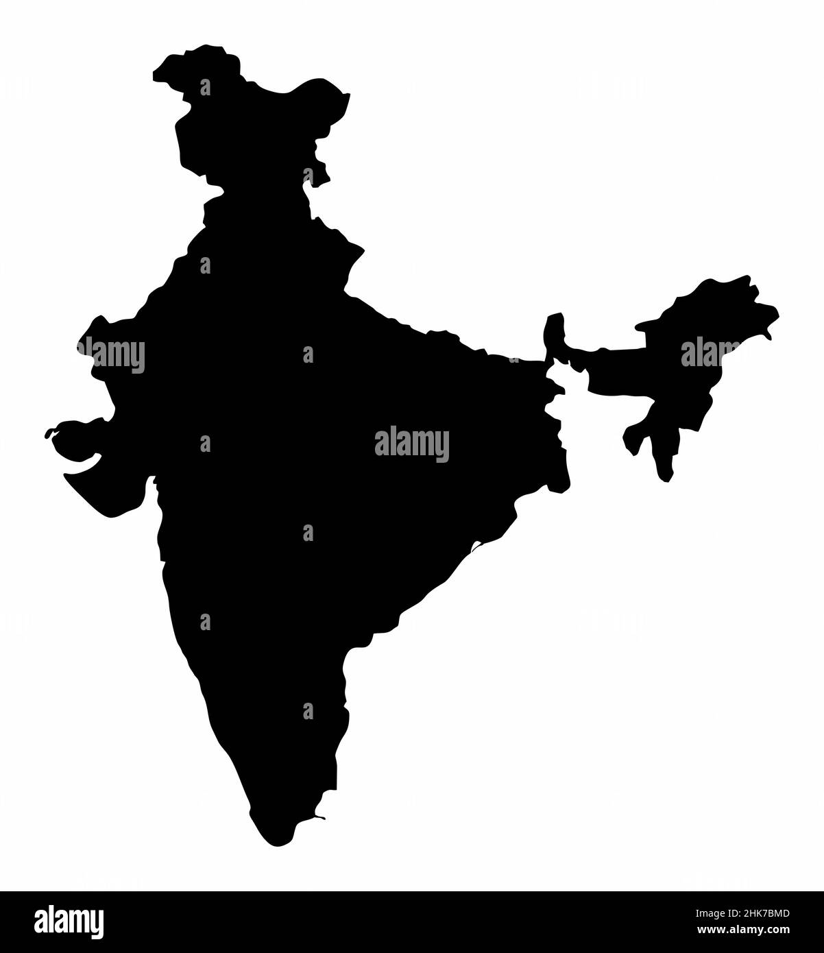 India silhouette map isolated on white background Stock Vector