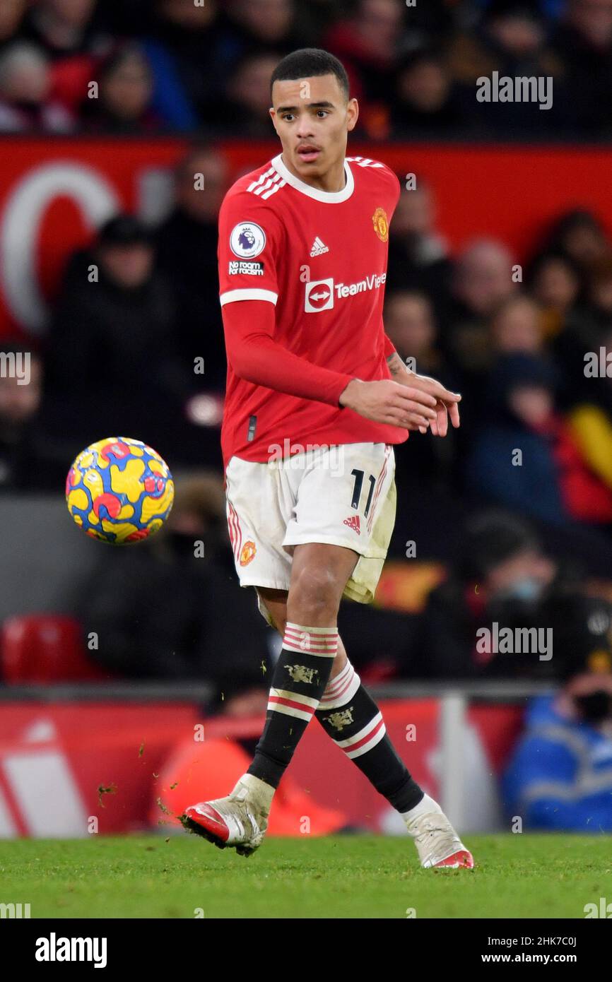 Manchester United's Mason Greenwood during the Premier League match at Old Trafford, Manchester, UK. Picture date: Saturday January 22, 2022. Photo credit should read: Anthony Devlin Stock Photo